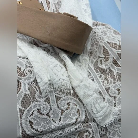 🆕 BRONX & BANCO 🧿 NWOT Casey White Lace Long Sleeve Mini Dress, Sz XS / US 2 - Picture 14 of 16